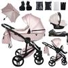 Junama Passeggino TRIO Diamond S Class 02 Rosa e Nero - 2in1 3in1 4in1 + ombrellino (4 in 1 con Base ISOFIX)