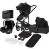 Magic ZC Passeggino Trio, Passeggino 3 in 1 con Spinta Reversibile a Due Vie, Trio Passeggini Neonati con Accessori, Carrozzina per Neonati con Design Portatile Pieghevole Un Clic (588 Black)
