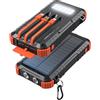 Uukto Power-Bank, caricatore solare da 45800 mAh, ricarica rapida con 3 cavi integrati, torcia a LED, batteria esterna portatile, compatibile con iPhone, e-roid, tablet, drone, fotocamera