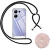 SITAFU Custodia Cordino Cover Compatibile per Xiaomi Redmi Note 13 Pro 4G,Collana Cordoncino Collo Cordini Cordino Tracolla Catena Silicone Protettiva Trasparente Custodia(Cordino*2 Nero/Rosa)