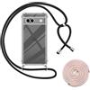 SITAFU Cover Compatibile per Google Pixel 8A con Cordino,Collana Cordoncino Collo Cordini Cordino Tracolla Catena Silicone Protettiva Trasparente Custodia(Cordino*2 Nero/Rosa)