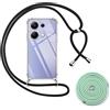 SITAFU Custodia Cordino Cover Compatibile per Xiaomi Redmi Note 13 Pro 4G,Collana Cordoncino Collo Cordini Cordino Tracolla Catena Silicone Protettiva Trasparente Custodia(Cordino*2 Nero/Verde)