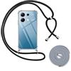 SITAFU Custodia Cordino Cover Compatibile per Xiaomi Redmi Note 13 4G,Collana Cordoncino Collo Cordini Cordino Tracolla Catena Silicone Protettiva Trasparente Custodia(Cordino*2 Nero/Grigio)