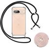 SITAFU Cover Compatibile per Google Pixel 8 con Cordino,Collana Cordoncino Collo Cordini Cordino Tracolla Catena Silicone Protettiva Trasparente Custodia(Cordino*2 Nero/Rosa)