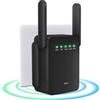 QflFdetall Ripetitore, Wi-FI Booster/Extender, amplificatore di segnale WiFi, 4 antenne, 2 porte LAN, amplificatore WiFi, copertura fino a 300mq per casa e ufficio, facile da configurare