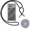 SITAFU Cover Compatibile per Google Pixel 8A con Cordino,Collana Cordoncino Collo Cordini Cordino Tracolla Catena Silicone Protettiva Trasparente Custodia(Cordino*2 Nero/Grigio)
