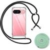 SITAFU Cover Compatibile per Google Pixel 9/ Pixel 9 Pro con Cordino,Collana Cordoncino Collo Cordini Cordino Tracolla Catena Silicone Protettiva Trasparente Custodia(Cordino*2 Nero/Verde)