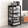 RENLXFI Mobile Stereo Hi Fi Rack Supporto Audio Av Tower Media Stand 5 6 7 Ripiani Per Apparecchiature Elettroniche, Nero Supporto Per Giradischi Mobile DVD, Ripiano Per Console Per Videogiochi(110cm/43.3in h