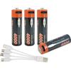 PowerSmart Batterie AA ingresso USB-C (4 confezioni), 1,5 V/4000 mWh, batteria ricaricabile agli ioni di litio con cavo di ricarica USB 4 in 1