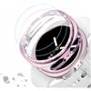 DEALELE [2 + 2 confezioni] Custodia e vetro temperato compatibile con Samsung Galaxy Watch 8 40 mm, glitter strass opaco PC custodia protettiva in vetro temperato, rosa + rosa