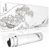 NIAEIAIE Kanagawa - Tappetino per mouse da gioco giapponese con base in gomma antiscivolo, 3 mm di spessore, grande tappetino per tastiera impermeabile con bordi cuciti, 80 x 30 cm, bianco