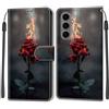 KENHONER Custodia per Samsung Galaxy S25 FE 5G, fiamma rosa | Portafoglio Pelle PU, Magnetica, Resistente Agli Urti, Scomparto Carte Credito, Pieghevole, Flip Libro, Motivo