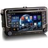 Erisin 7 pollici 8-Core 4GB+64GB Android 14 Autoradio GPS Navigatore per VW Passat Golf 5/6 T5 Polo Tiguan Seat Skoda Bluetooth CarPlay Android Auto DSP WiFi 4G DAB+ RDS Lettore CD Schermo Canbus OPS