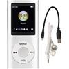 ciciglow Lettore MP3, Lettore Musicale MP3 Portatile con Schermo LCD Sottile da 1,8 Pollici, Batteria Al Litio da 200 MAh, Lettore Multifunzionale Senza Perdita, Elegante (Argento)