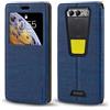 Shantime Custodia in pelle con finestra per Fossibot F106 Pro - Blu | 6.58 Elegante cover magnetica invisibile con finestra trasparente, fessura per carte e supporto