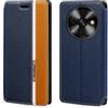 Shantime Custodia Flip in Pelle PU Bicolore con Chiusura Magnetica Invisibile Compatibile con Oukitel C59, Cover Elegante e Protettiva (Blu)