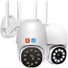 KEYQEEN Telecamera IP con Zoom 5X da 5 MP, WiFi Tuya Smart con monitoraggio Automatico della Telecamera di Sicurezza Domestica per sorveglianza Notturna IR a Colori per Esterni,Camera