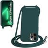 WenBaby Cover Compatible con iPhone 13 Pro Max,Cellulare Girocollo Custodia con Cordino TPU Corda Silicone Case Bumper per iPhone 13 Pro Max Custodia, Verde scuro