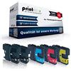 Print-Klex 5x Cartucce Inchiostro Compatibili per Brother DCP 145 C 160 Serie 163 C 165 C 167 C 190 Serie 195 C 197 C 365 Cn LC-980 LC980 XXL 2x Nero 1x Blu 1x Rosso 1x Giallo Color Serie Pro