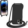 WenBaby Cover Compatible con iPhone 14 Pro Max,Cellulare Girocollo Custodia con Cordino TPU Corda Silicone Case Bumper per iPhone 14 Pro Max Custodia, Nero