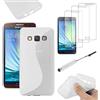 ebestStar - Cover Compatibile con Samsung A3 Galaxy (2015) SM-A500F Custodia Protezione S-Line Design Silicone Gel TPU Morbida e Sottile + Mini Penna +3 Pellicole plastica, Trasparente