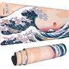 Gianlaima Tappetino per mouse giapponese Kanagawa Great Wave Long Extended XL Tappetino per mouse da scrivania Tappetino da gioco per PC desktop Grandi topi in gomma con bordi cuciti 81,5 x 25,8 cm
