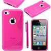ebestStar - Cover Compatibile con iPhone 4, 4S Custodia Protezione S-Line Design Silicone Gel TPU Morbida e Sottile + Penna, Rosa [Apparecchio: 115.2 x 58.6 x 9.3mm, 3.5'']