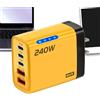 Ratpzou Blocco Caricatore - Adattatore A Cubo Rapido Da 240W | Caricatore Telefonico A 5 Porte Con Luce Indicatrice,Per Smartphone, Laptop, Tablet, Casa, Viaggio, Hotel, Dormitorio, Comodino,