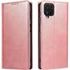 Mixroom - Custodia Cover Case a Libro Rosa per Samsung Galaxy A12 4G / 5G con Stand in Ecopelle Chiusura Magnetica Formato Portafoglio Parte Interna in TPU Morbida con Bordi Piatti