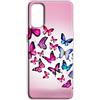 Mixroom - Cover Custodia Back case In TPU Silicone Morbida Per TCL 403 Fantasia Farfalle Rosa L156