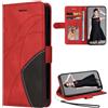 Cqkob Cover per Motorola Moto G9 Power Flip Custodia in Pelle PU, Cover a Libro Portafoglio,Funzione Supporto, Magnetica,Slot Schede,Protettiva Custodia Resistente Antiurto-Rosso