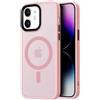 Mixroom - Cover Custodia Bumper Opaco per iPhone 12 Compatibile con MagSafe Accessori Cerchio Magnetico Integrato Retro Semitrasparente Bordo Morbido in TPU Silicone Rosa