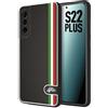 CUSTOMIZZA - Custodia cover nera morbida in tpu compatibile per Samsung S22 PLUS effetto fibra di carbonio bandiera Italia made in Italy