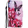 VQWQ Custodia per Samsung Galaxy A30S, Flip Cover Portafoglio in Pelle PU Motivo Animale Slot per Schede Libro Cavalletto Supporto Case Cordino Chiusura Magnetica per Donna Maschio-[XC]-Farfalla III
