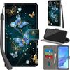 PHINIENLAND Cover per Oppo A53 / A53s / A32 4G custodia portafoglio Farfalla | 3 scomparti carte, 1 tasca banconote, Chiusura magnetica, Supporto, Pelle PU flip cover per Oppo A53 / A53s