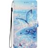 BLOTECH Custodia per Motorola Moto Edge 60 Cover in Pelle Magnetico Silicone Flip Stand Case con Multi-Angolo View Standing Flip Custodia Full Body Protettiva Bumper Folio Copertura,Farfalla blu in mare