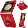 Yarxiawin Custodia per Samsung Galaxy Z Flip 6, Anello Supporto Magnetico Nero per Samsung Flip 6 Cover Antiurto Rugged Copertura Sottile Rigida PC e Silicone TPU Morbido Case (Rosso)