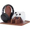 UNICRAFTALE Supporto per controller con supporto per cuffie, supporto per controller da gioco, in legno, colore rosso indiano, per switch e cuffie, con organizer per riporre oggetti, 25 x 25 x 18 cm
