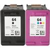 Generic LEBOK per HP 64 | N9J90A N9J89A | 2 cartucce d'inchiostro | Nero e tricolore