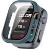 KNOXS Cover Compatibile con Huawei Watch D2 con Protezioni per Schermo, Rigida PC Bumper Anti-Graffio Case HD&Sottile Pellicola Protettiva (Verde)