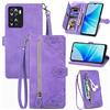 MOJIA Custodia Portafoglio per Oppo A57 4G / A57s 4G, Pelle PU Flip Cover per Telefono con Guscio Interno in TPU, Multifunzione Porta Carte con Cinturino Polso. Viola