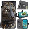 YKTO Cover per LG K41S/K51S, Custodia Premium Pelle PU Flip Libro Portafoglio Slot Schede Supporto Case Stampa Pelle Sintetica TPU Antiurto Case per LG K41S/K51S, Leone