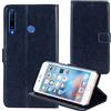 TienJueShi Blu Scuro Premium Retro Stand Portafoglio TPU Silicone Telefono Caso per Doogee N20 6.3 inch in Pelle Case Copertina Custodia Protettiva Cover