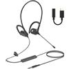 fesoklaf Cuffie con cavo aperto e microfono regolabile, con ganci per le orecchie, controllo in-line, auricolari stereo per corsa, ciclismo, allenamento (porta rotonda da 3,5 mm + cavo adattatore di