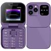 Generic Telefono cellulare per anziani - Mini cellulare pieghevole ricaricabile con fotocamera posteriore HD 2G Dual SIM Dual Standby