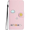 Aisenth Cover per Samsung Galaxy A54 5G, Carino Gatto, Sole, Nuvola Custodia in PU Pelle Portafoglio Cover Kawaii Animali Protettiva Flip Case con Funzione Supporto, Slot per schede, Rosa