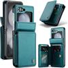 XIMAND Custodia a Portafoglio per Samsung Galaxy Z Flip 5 con Blocco RFID e 4 Porta Carte di Credito, Cavalletto con Chiusura Magnetica in Pelle Resistente e Resistente Antiurto.- Verde