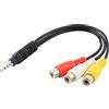Aukson C47 - Cavo adattatore jack da 2,5 mm a 3RCA femmina per TV, DVD, AV, videocamera, cavo adattatore jack a RCA Y 30 cm