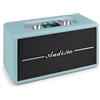Audizio Tune60 - Radio DAB+ retrò con altoparlante Bluetooth, FM, USB e MicroSD, display LCD, sveglia, alimentazione a corrente o a batteria, colore: blu