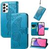 JIUNINE Cover per Samsung Galaxy A33 5G, Custodia Interno TPU Antiurto Portafoglio con Disegni di Farfalla [Carta Fessura] [Supporto Stand] Cover Libro in PU Pelle per Samsung A33 5G, Blu